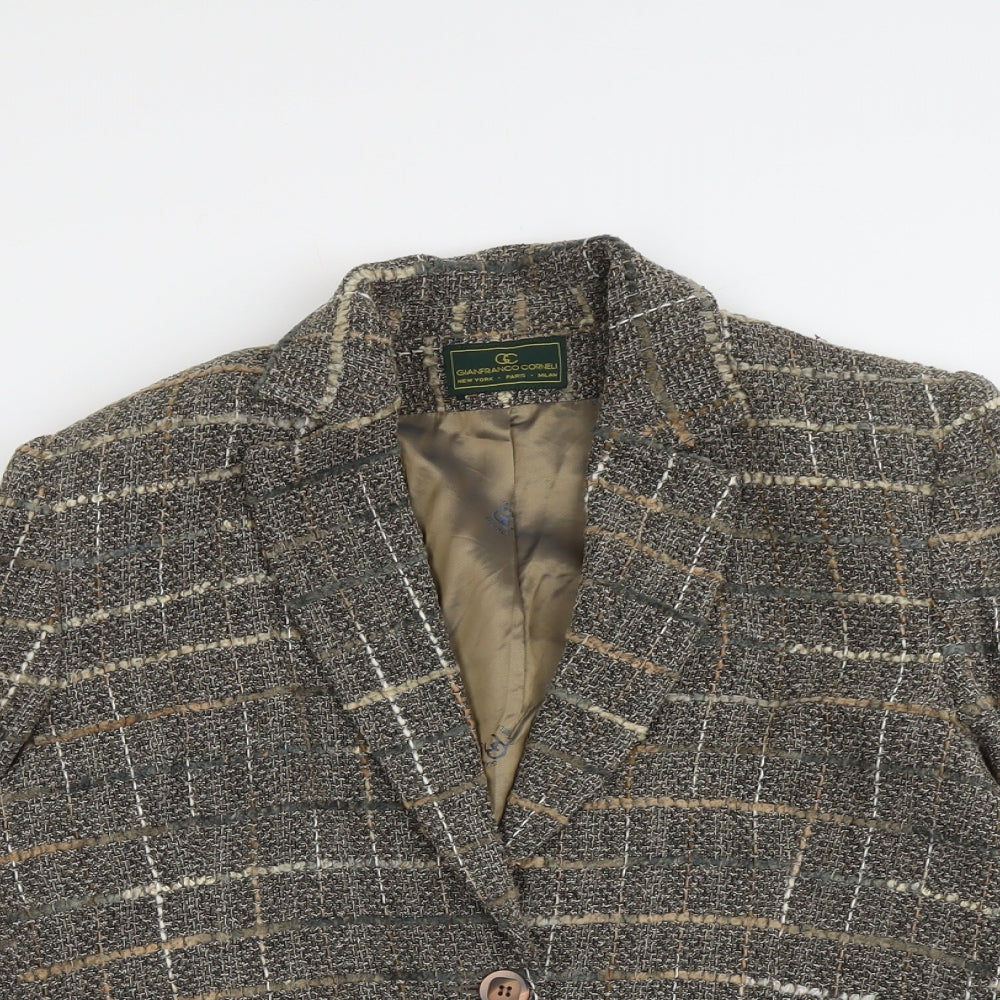 Gianfranco Corneli Womens Grey Geometric Viscose Jacket Blazer Size 16