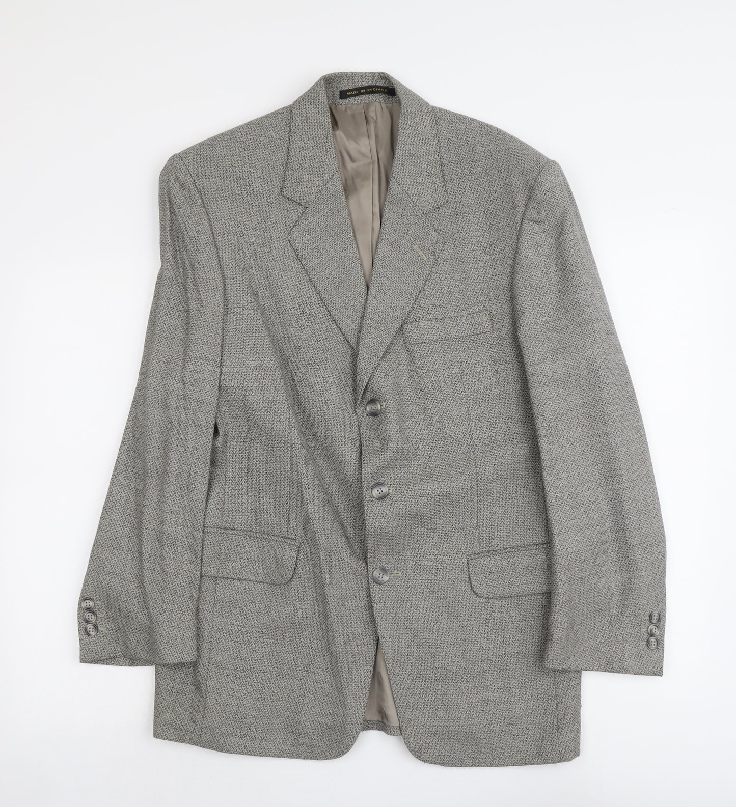 James Barry Mens Grey Geometric Wool Jacket Suit Jacket Size M Regular