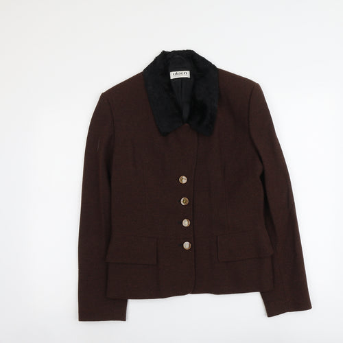 Olsen Womens Brown Jacket Blazer Size 14 Button