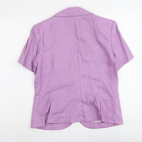 Anna Rose Womens Purple Linen Jacket Blazer Size 12