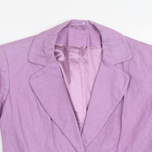 Anna Rose Womens Purple Linen Jacket Blazer Size 12
