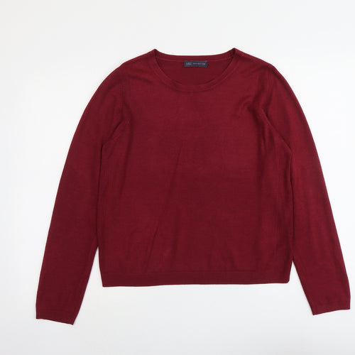 Marks and Spencer Womens Red Round Neck Acrylic Pullover Jumper Size 14