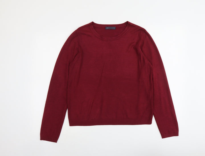 Marks and Spencer Womens Red Round Neck Acrylic Pullover Jumper Size 14