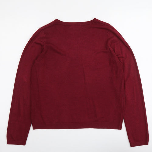 Marks and Spencer Womens Red Round Neck Acrylic Pullover Jumper Size 14