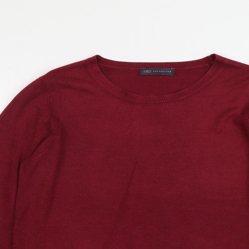 Marks and Spencer Womens Red Round Neck Acrylic Pullover Jumper Size 14