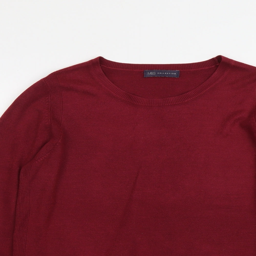 Marks and Spencer Womens Red Round Neck Acrylic Pullover Jumper Size 14