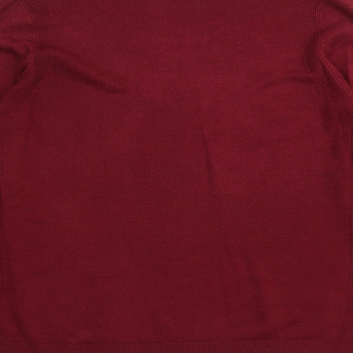 Marks and Spencer Womens Red Round Neck Acrylic Pullover Jumper Size 14