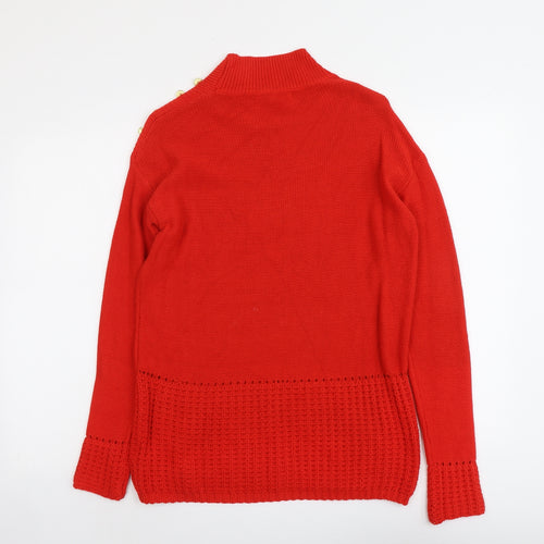 NEXT Womens Red Mock Neck Cotton Pullover Jumper Size 8