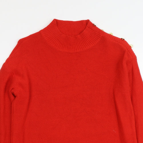 NEXT Womens Red Mock Neck Cotton Pullover Jumper Size 8