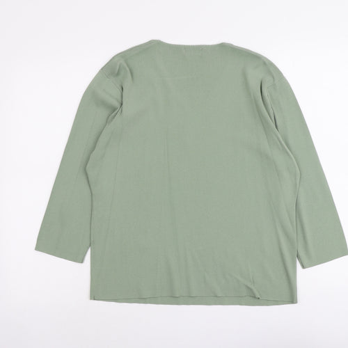 Bonmarché Womens Green V-Neck Viscose Pullover Jumper Size XL