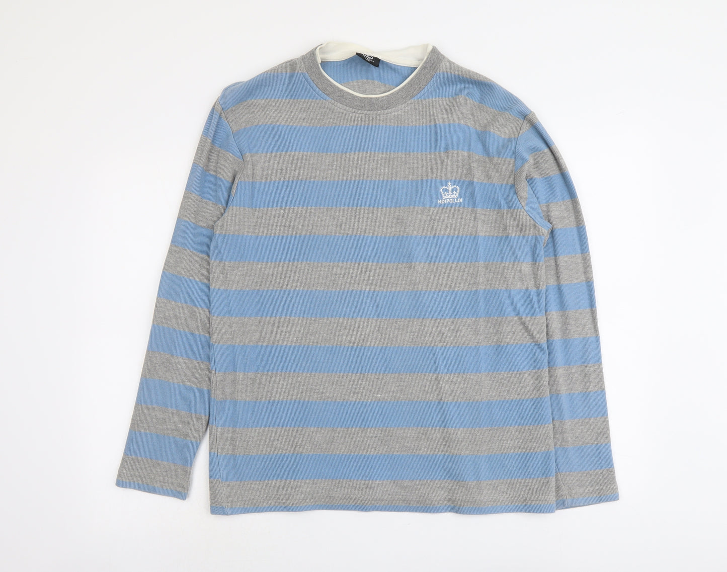 Hoi Polloi Mens Beige Striped Cotton Pullover Sweatshirt Size L