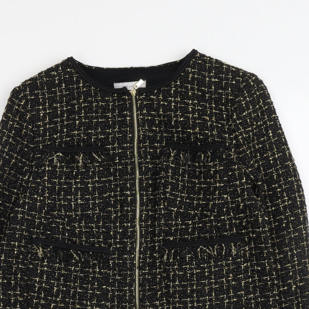 Per Una Womens Black Geometric Jacket Size 12 Zip