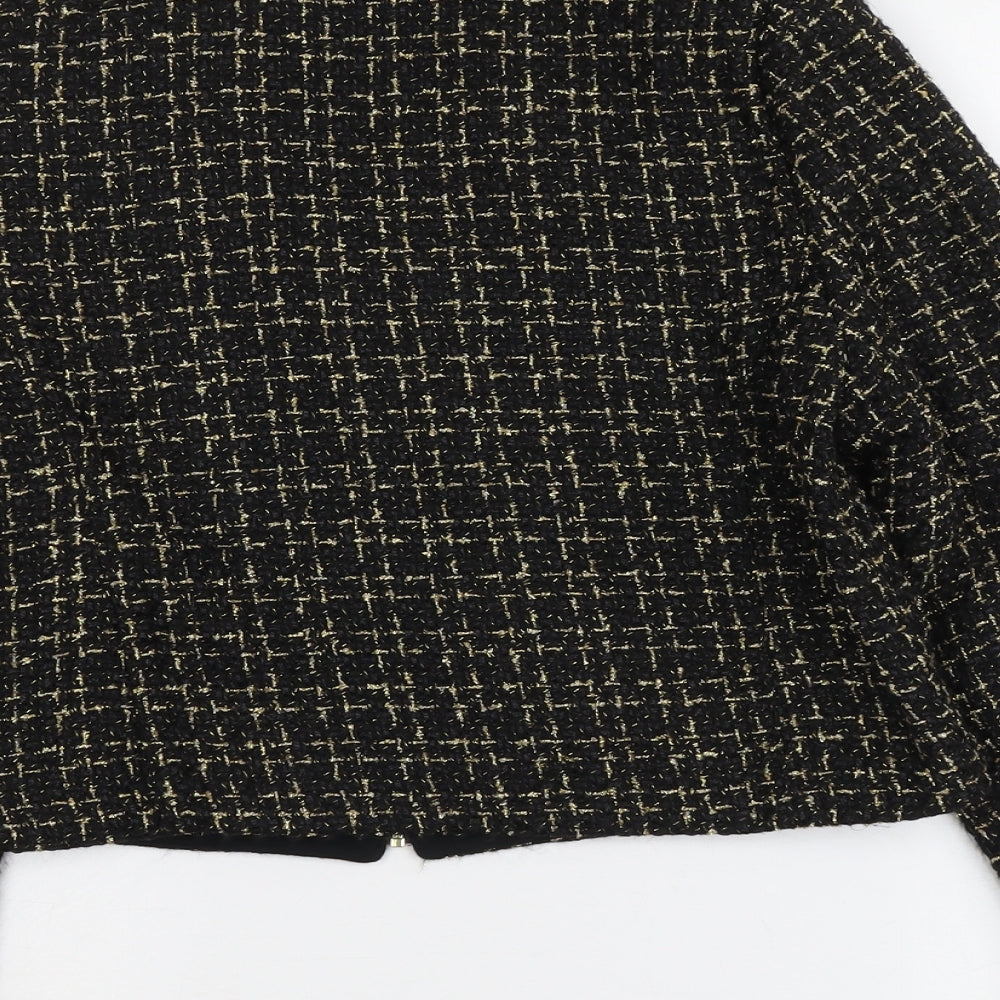 Per Una Womens Black Geometric Jacket Size 12 Zip