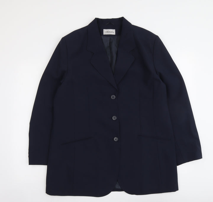 Astraka Womens Blue Polyester Jacket Blazer Size 18