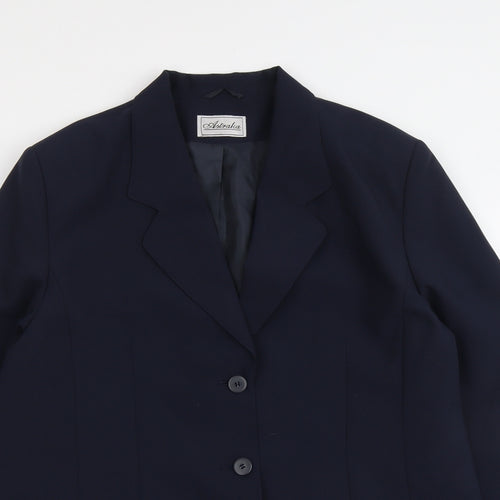 Astraka Womens Blue Polyester Jacket Blazer Size 18