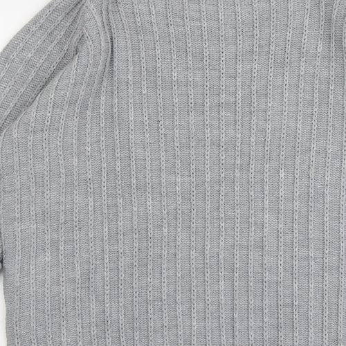 Tru Collection Womens Grey Round Neck Acrylic Pullover Jumper Size L