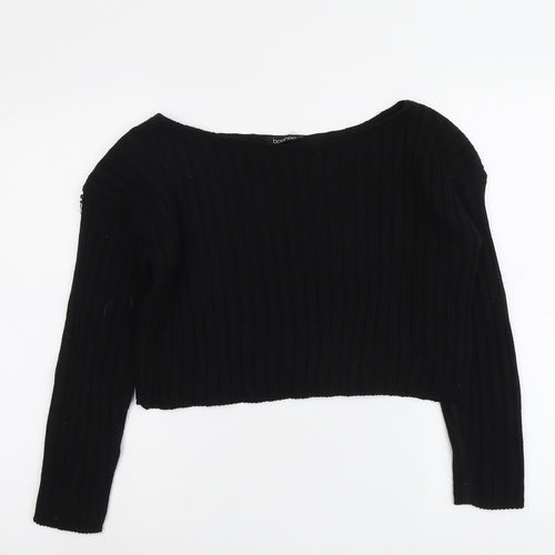 Boohoo Womens Black Round Neck Acrylic Pullover Jumper Size L