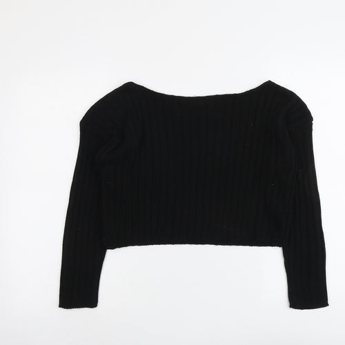 Boohoo Womens Black Round Neck Acrylic Pullover Jumper Size L