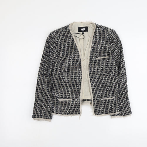 Yen Womens Blue Geometric Jacket Size 8