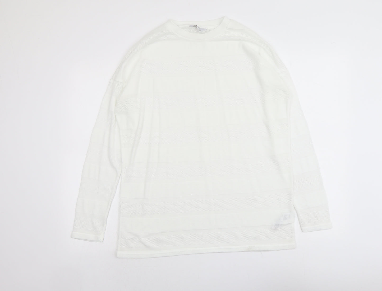 NEXT Womens White Round Neck Polyester Pullover Jumper Size 14
