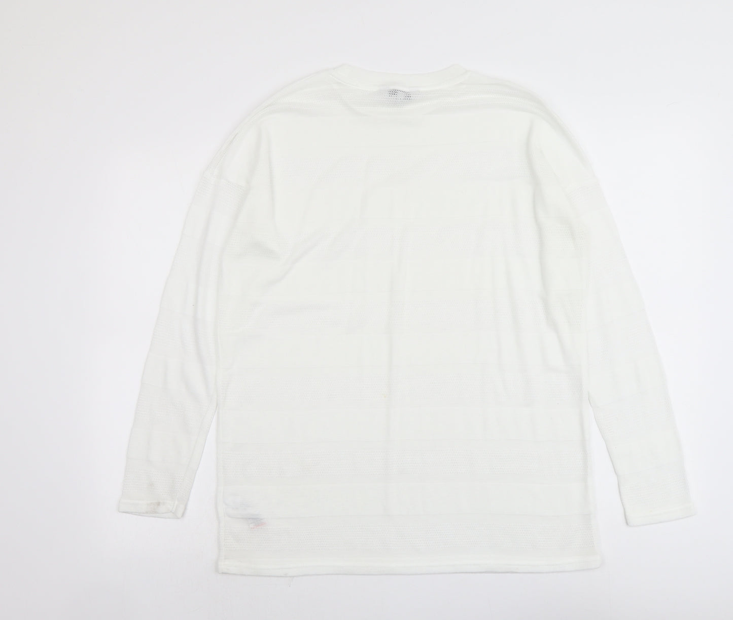 NEXT Womens White Round Neck Polyester Pullover Jumper Size 14