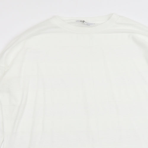 NEXT Womens White Round Neck Polyester Pullover Jumper Size 14