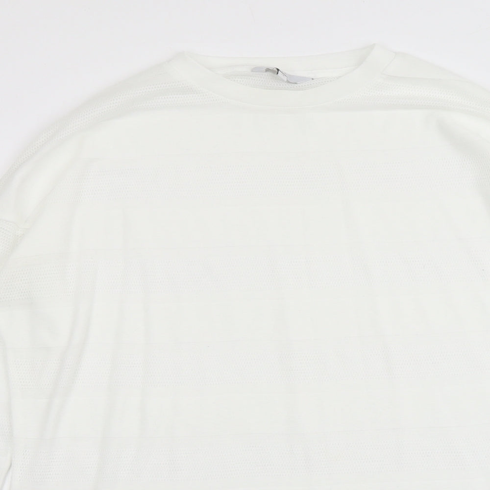 NEXT Womens White Round Neck Polyester Pullover Jumper Size 14
