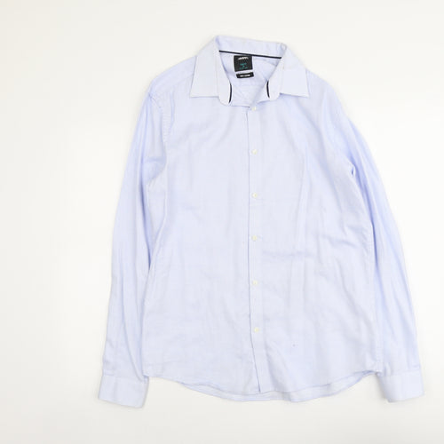 Burton Mens Blue Geometric Cotton Button-Up Size M Collared Button