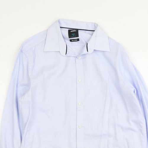 Burton Mens Blue Geometric Cotton Button-Up Size M Collared Button