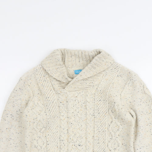 Lily&Dan Boys Beige Collared Cotton Pullover Jumper Size 7-8 Years Pullover