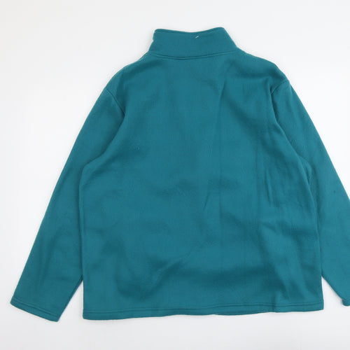 Anne De Lancay Womens Blue Jacket Size L Zip - Flower Detail
