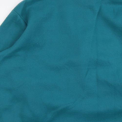 Anne De Lancay Womens Blue Jacket Size L Zip - Flower Detail