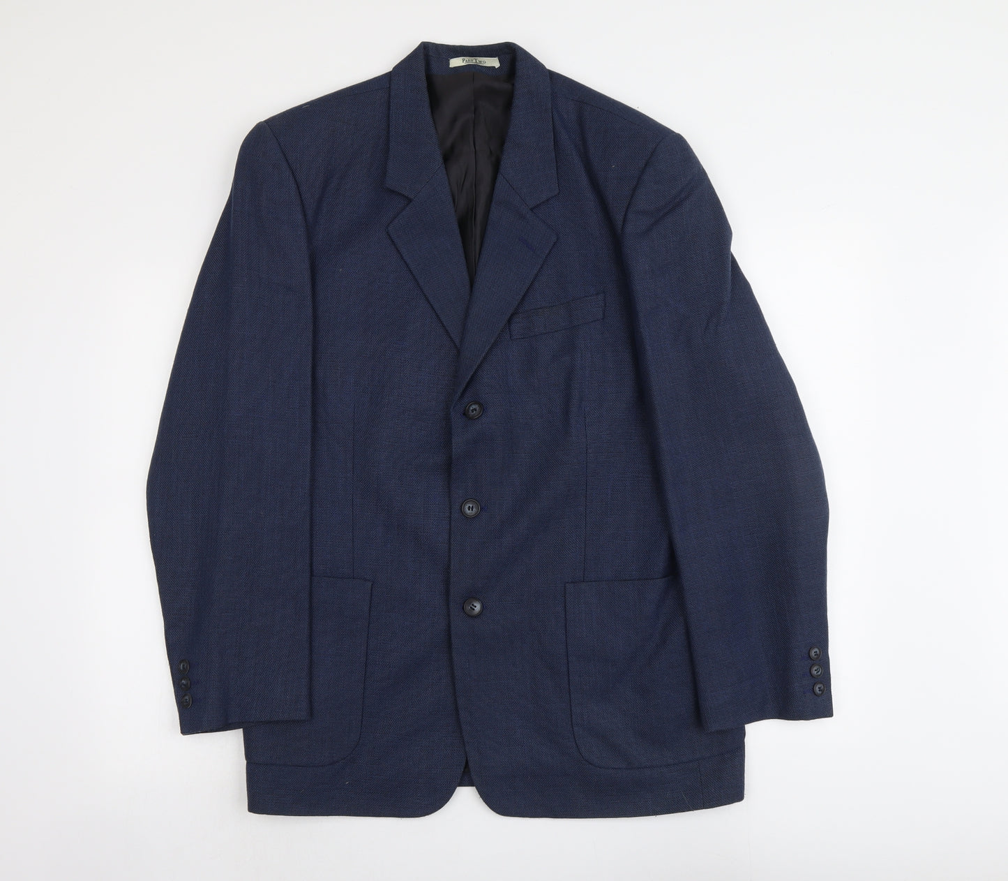 Part Two Mens Blue Polyester Jacket Suit Jacket Size L Regular