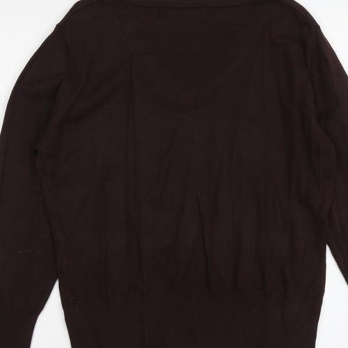Just Elegance Womens Brown V-Neck Viscose Pullover Jumper Size M