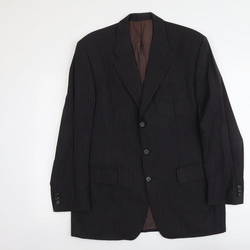 Reda Mens Blue Striped Wool Jacket Suit Jacket Size L Regular
