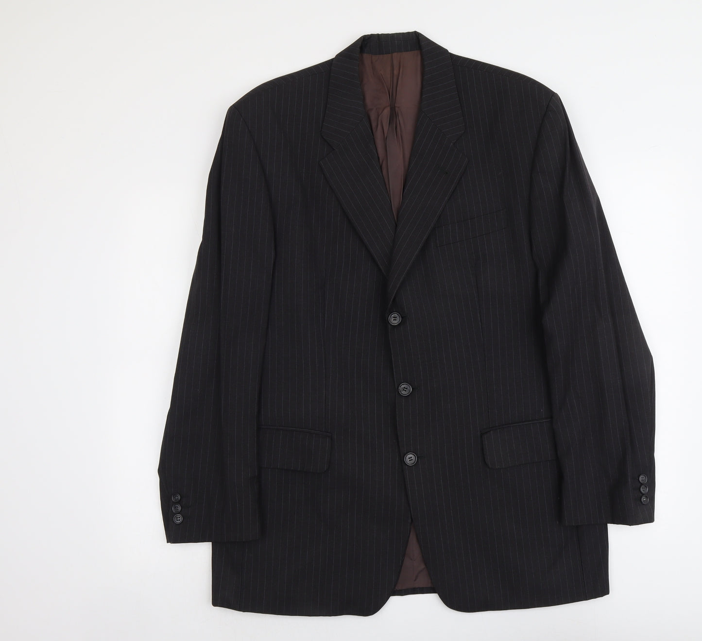 Reda Mens Blue Striped Wool Jacket Suit Jacket Size L Regular