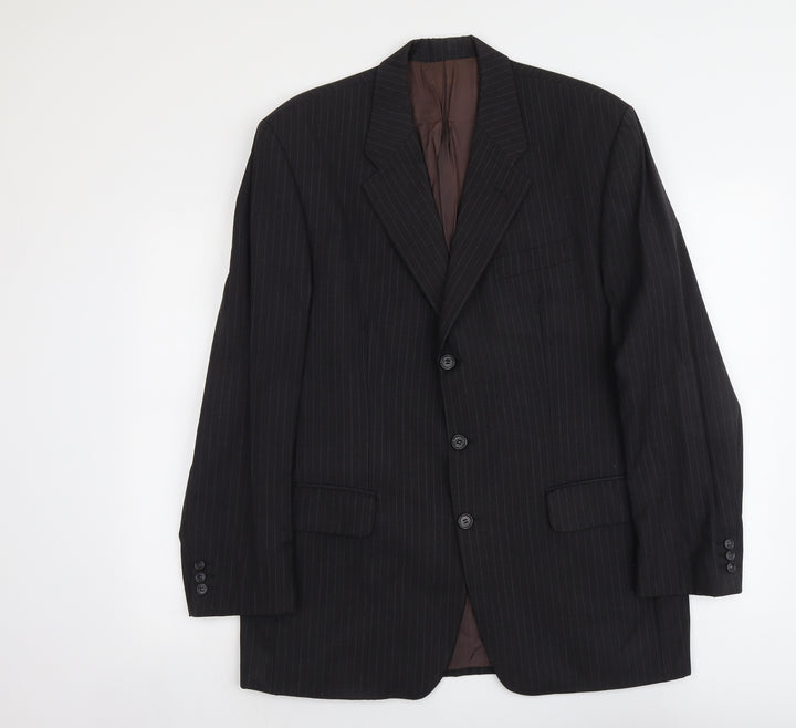 Reda Mens Blue Striped Wool Jacket Suit Jacket Size L Regular