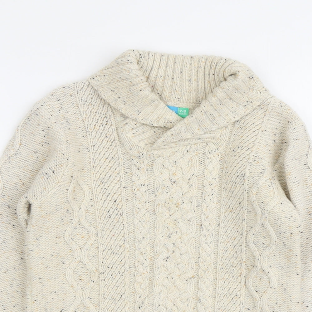 Lily & Dan Boys Beige Collared Cotton Pullover Jumper Size 7-8 Years Pullover