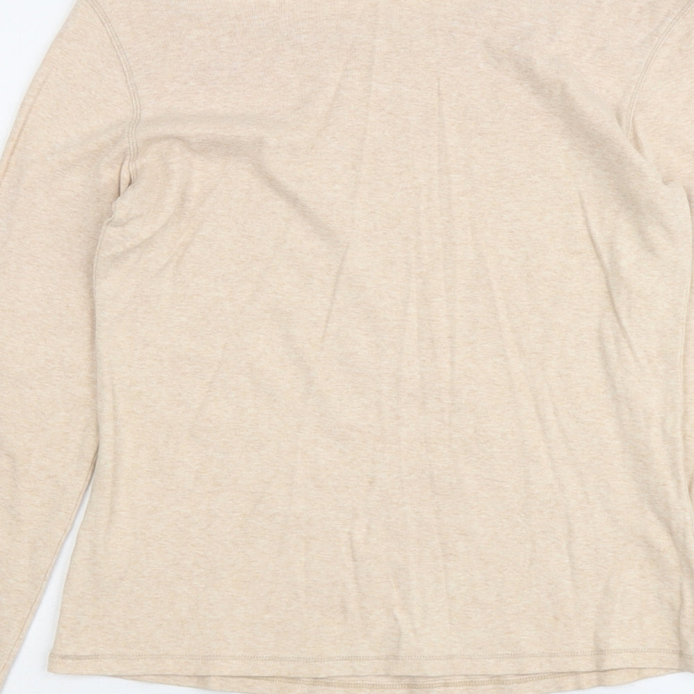 Marks and Spencer Womens Beige Cotton Basic T-Shirt Size 12 Round Neck