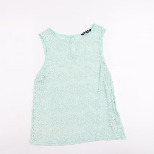 New Look Womens Green Viscose Basic Tank Size 12 Round Neck