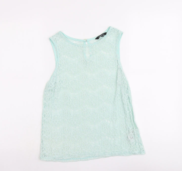New Look Womens Green Viscose Basic Tank Size 12 Round Neck