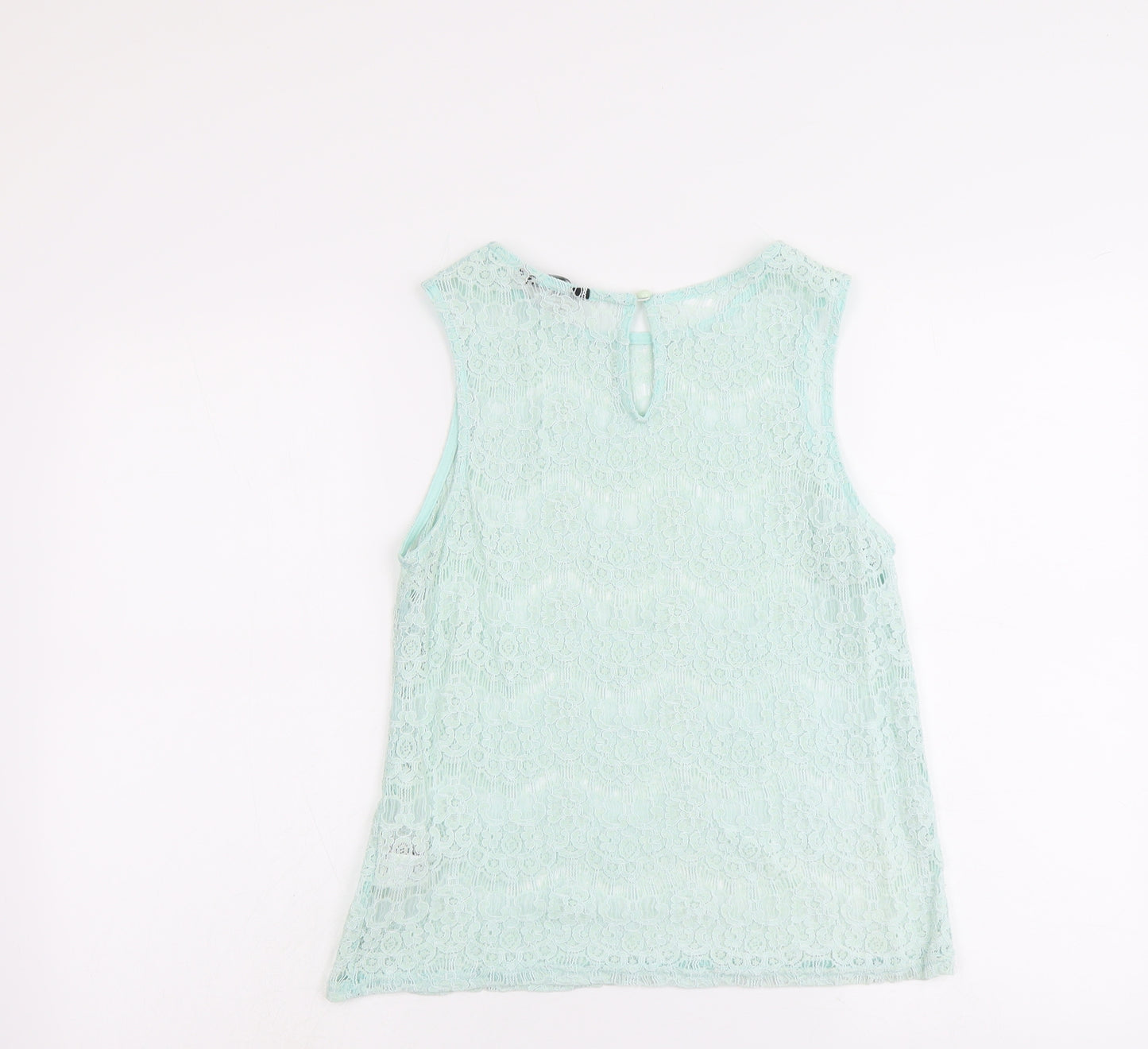 New Look Womens Green Viscose Basic Tank Size 12 Round Neck