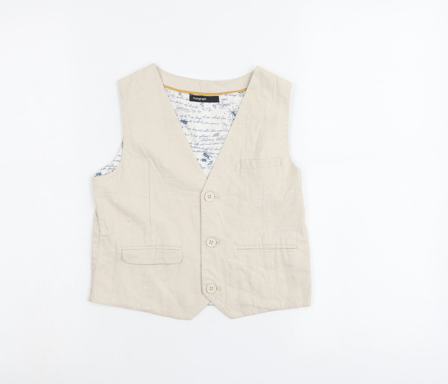 Autograph Boys Beige Jacket Waistcoat Size 5-6 Years Button