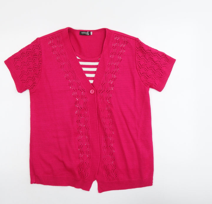Stylisio Womens Pink Round Neck Acrylic Pullover Jumper Size S - Twin Set