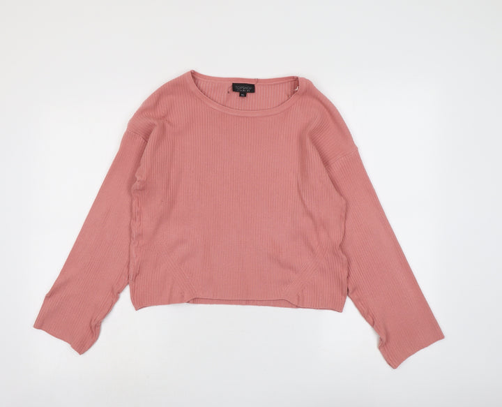 Topshop Womens Pink Round Neck Acrylic Pullover Jumper Size 8