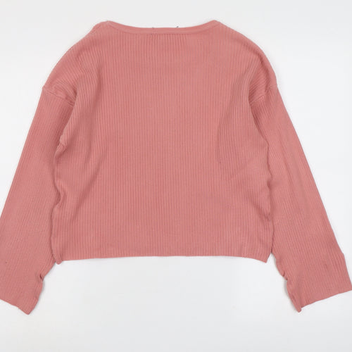 Topshop Womens Pink Round Neck Acrylic Pullover Jumper Size 8