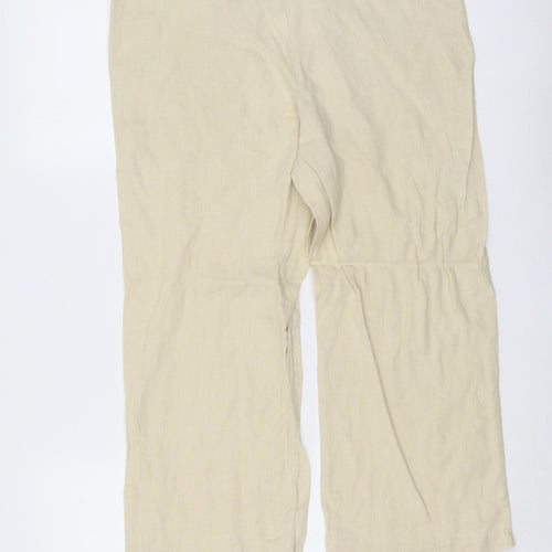 Blu Sand Womens Beige Linen Trousers Size 14 L22 in Regular Drawstring