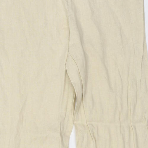 Blu Sand Womens Beige Linen Trousers Size 14 L22 in Regular Drawstring