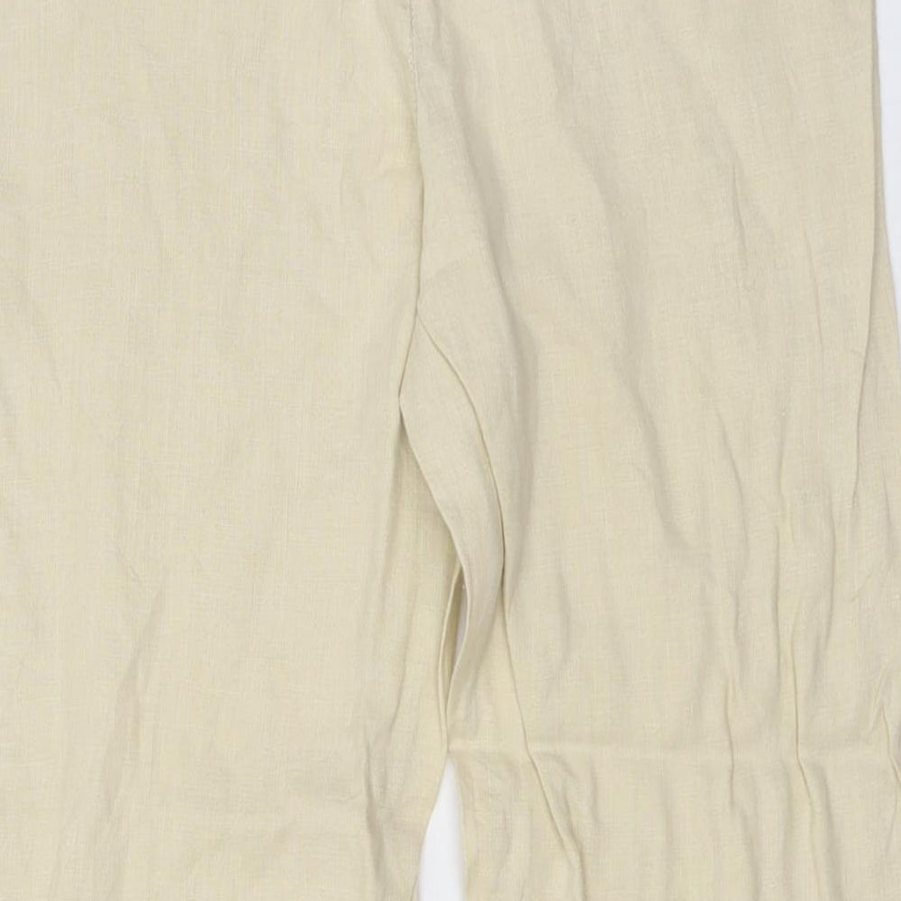 Blu Sand Womens Beige Linen Trousers Size 14 L22 in Regular Drawstring