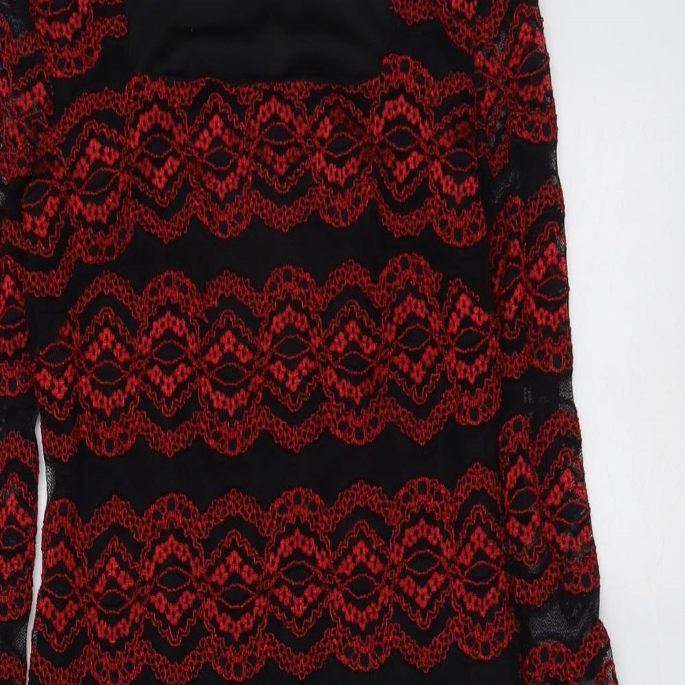 Roman Womens Black Polyester Bodycon Size 10 Square Neck Pullover